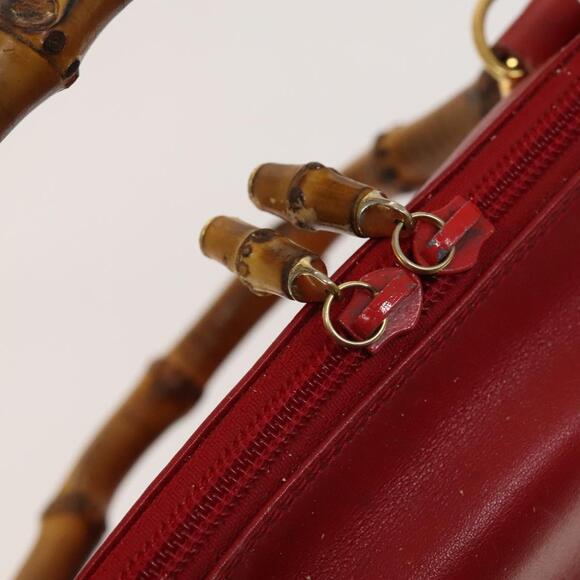 GUCCI Bamboo Hand Bag Leather Red Gold 000 2214 000 2214 - Picture 14 of 16
